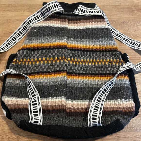 Boho ARTESANIAS Multi-Color Fully Lined Handwoven Wool Backpack Ecuador - Picture 7 of 11